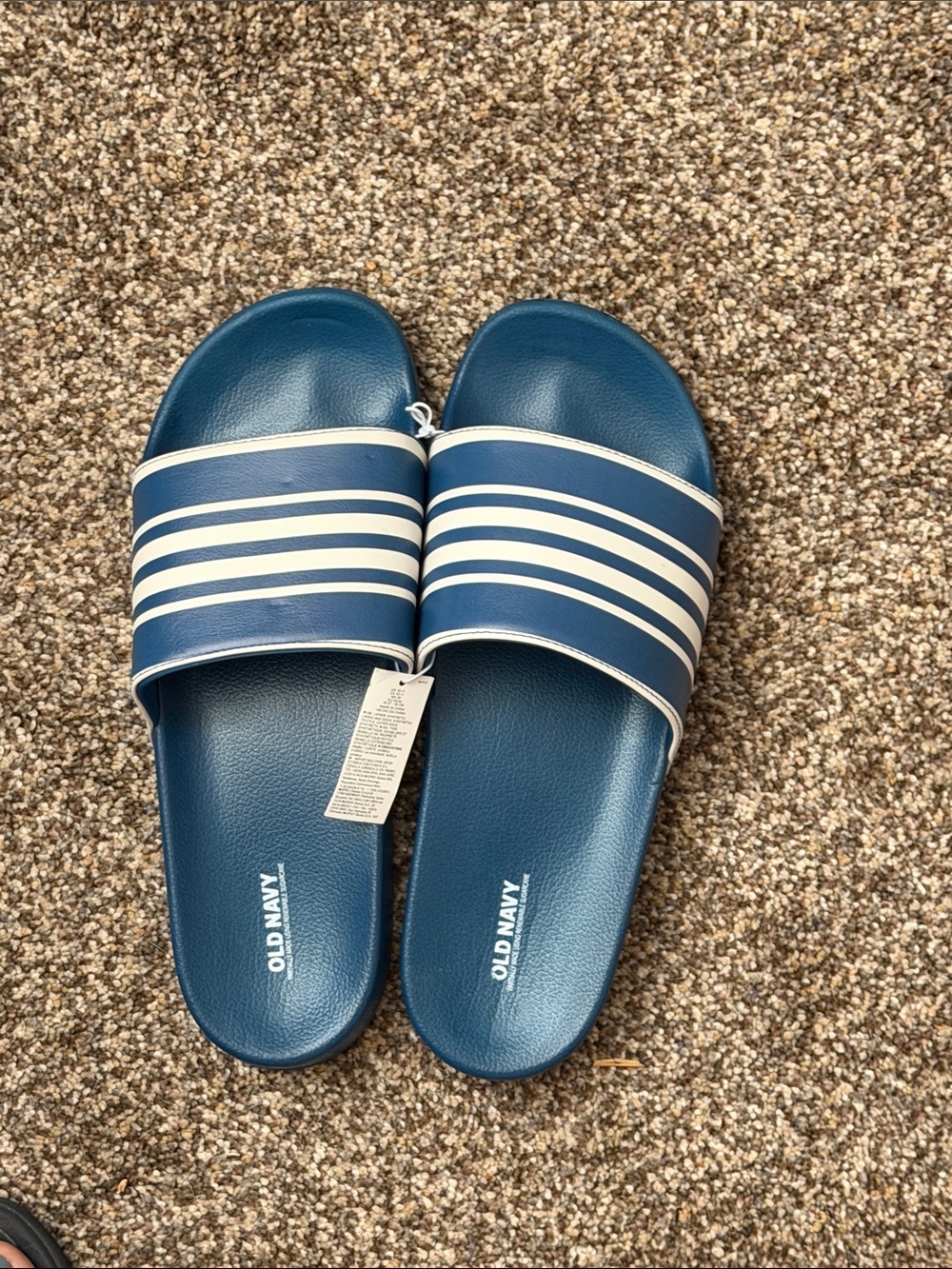 Old Navy Navy Blue Slide Sandals with White Stripes